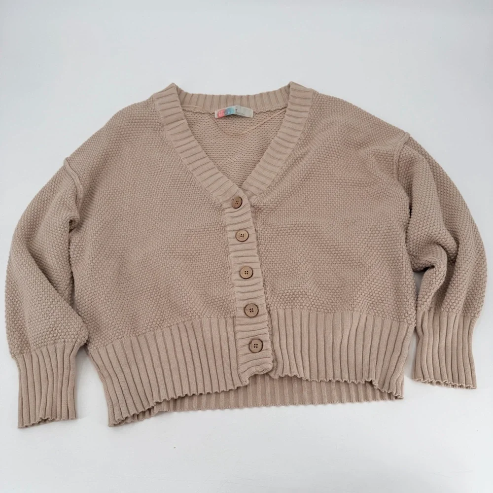 Free People Beach Hailee Waffle Oversized Cardigan Sweater Medium - Picture 2 of 6